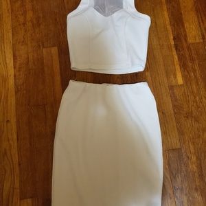 White Crop top and skirt set